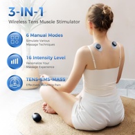 KingPavonini Wireless TENS Unit for Pain Relief (4 Electrode Pads) - Blue