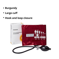McKesson 01-865-12XBDGM Lumeon Blood Pressure Cuff & Bulb, Nylon, Large Cuff, Burgundy (BX/1)