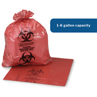 McKesson 03-5042 Biohazard Waste Bag, Red, 1 to 3 gal Capacity, 1.5 mil (BX/50)
