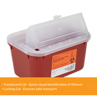 McKesson 101-8703 Prevent Multi-purpose Sharps Container, 1 gal, 5 x 10 x 7 in, Receptacles (CS/24)