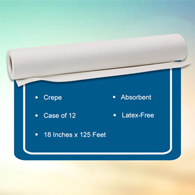McKesson 101 Crepe Table Paper, 18 in x 125 ft (CS/12)