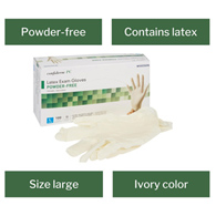 McKesson Confiderm McKesson 14-1383 Confiderm Latex Exam Glove, Large, Ivory, Medical Gloves (BX/100)