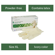 McKesson Confiderm McKesson 14-1384 Confiderm Latex Exam Glove, Extra Large, Ivory, Medical Gloves (BX/100)