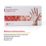 McKesson Confiderm McKesson 14-164 Confiderm Vinyl Exam Glove, Small, Clear, Medical Gloves (BX/50)