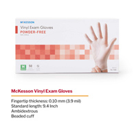 McKesson Confiderm McKesson 14-166 Confiderm Vinyl Exam Glove, Medium, Clear, Medical Gloves (CS/1000)