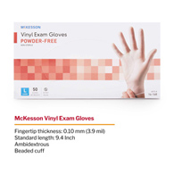 McKesson Confiderm McKesson 14-168 Confiderm Vinyl Exam Glove, Large, Clear, Medical Gloves (CS/1000)