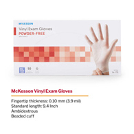 McKesson Confiderm McKesson 14-170 Confiderm Vinyl Exam Glove, Extra Large, Clear, Medical Gloves (CS/1000)