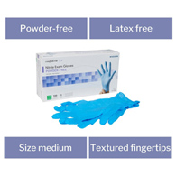 McKesson Confiderm 3.8 McKesson 14-686 Confiderm 3.8 Nitrile Exam Glove, Medium, Blue, Medical Gloves (BX/100)