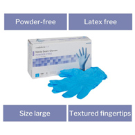 McKesson Confiderm 3.8 McKesson 14-688 Confiderm 3.8 Nitrile Exam Glove, Large, Blue, Medical Gloves (BX/100)