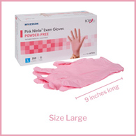 McKesson Pink Nitrile McKesson 14-6NPNK6 Pink Nitrile Nitrile Exam Glove, Large, Pink (BX/250)