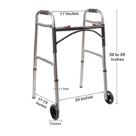 McKesson 146-10210-4 Folding Walker, Adjustable Height (CS/4)