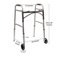 McKesson 146-10210-4-McKesson Folding Walker, Adjustable Height, Walkers