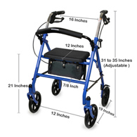 McKesson 146-10257BL-1-McKesson Folding Steel Four-Wheel Rollator, Blue, Rollators