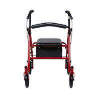 McKesson 146-10257RD-1 Folding Steel Four-Wheel Rollator, 12 in Seat Width, Red, Rollators (EA/1)