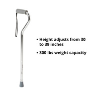 McKesson 146-10303-6-McKesson Aluminum Silver Offset Cane, 30-39 Inch Height, Canes (CS)