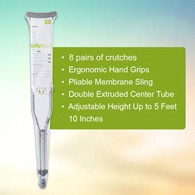 McKesson 146-10400-8 Adult Underarm Crutches, 5 ft. 2 in-5 ft. 10 in, Underarm Support Crutches (PR)