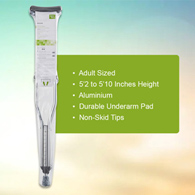 McKesson 146-10430-8 Adult Underarm Crutches, 5 ft. 2 in - 5 ft. 10 in, Underarm Support Crutches (CS/8)