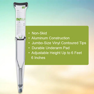 McKesson 146-10432-8 Tall Adult Underarm Crutches, 5 ft. 10 in - 6 ft. 6 in, Underarm Support Crutches (PR)