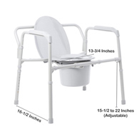 McKesson 146-11117N-1-McKesson Fixed Arm Steel Folding Commode Chair, 15-1/2-22 Inch, Commodes