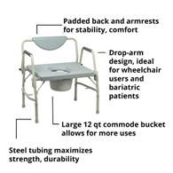 McKesson 146-11135-1-McKesson Bariatric Commode Chair, Commode/Shower