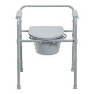 McKesson 146-11148-1-McKesson Folding Fixed Arm Steel Commode Chair, Commode/Shower