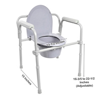 McKesson 146-11148-1-McKesson Folding Fixed Arm Steel Commode Chair, Commode/Shower