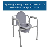 McKesson 146-11148-1-McKesson Folding Fixed Arm Steel Commode Chair, Commode/Shower