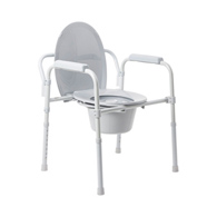 McKesson 146-11148N-4 Folding Fixed Arm Steel Commode Chair, 15-1/2 - 21-3/4 in, Commode/Shower (CS/4)