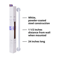 McKesson 146-12024-3-McKesson Wall Grab Bar, White Steel, 24-Inch Length, Safety & Grab Bars