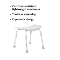 McKesson 146-12203KD-4 Aluminum Bath Bench Without Backrest, 15-1/2 - 19-1/2 in, Gray, Benches (CS/4)