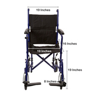 McKesson 146-ATC19-BL Transport Chair, 19 in Seat, Swing-Away Footrest, Blue Finish