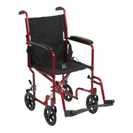 McKesson 146-ATC19-RD Transport Chair, 19 in Seat, Swing-Away Footrest, Red Finish