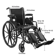 McKesson 146-K316DDA-ELR Lightweight Wheelchair, 16 in Seat Width, Elevating Legrest