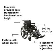 McKesson 146-K316DDA-ELR Lightweight Wheelchair, 16 in Seat Width, Elevating Legrest