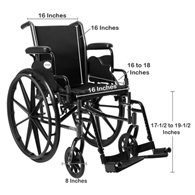McKesson 146-K316DDA-SF Lightweight Wheelchair, 16 in Seat Width, Swing-Away Footrest