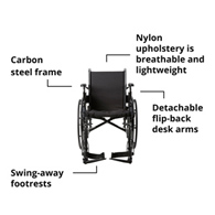 McKesson 146-K316DDA-SF Lightweight Wheelchair, 16 in Seat Width, Swing-Away Footrest