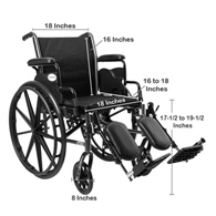 McKesson 146-K318DDA-ELR Lightweight Wheelchair, 18 in Seat Width, Elevating Legrest