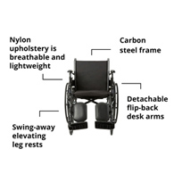 McKesson 146-K318DDA-ELR Lightweight Wheelchair, 18 in Seat Width, Elevating Legrest