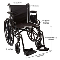 McKesson 146-K318DDA-SF Lightweight Wheelchair, 18 in Seat Width, Swing-Away Footrest