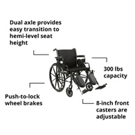 McKesson 146-K320DDA-ELR Lightweight Wheelchair, 20 in Seat Width, Elevating Legrest