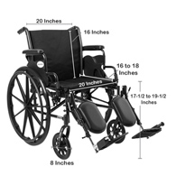 McKesson 146-K320DDA-ELR Lightweight Wheelchair, 20 in Seat Width, Elevating Legrest