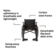McKesson 146-K320DDA-SF Lightweight Wheelchair, 20 in Seat Width, Swing-Away Footrest
