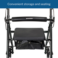 McKesson 146-R726BK-McKesson Folding Aluminum Four-Wheel Rollator, Black, Rollators