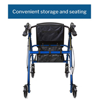 McKesson 146-R726BL-McKesson Folding Aluminum Four-Wheel Rollator, Blue, Rollators