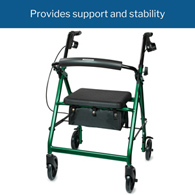 McKesson 146-R726GR-McKesson Folding Aluminum Four-Wheel Rollator, Green, Rollators