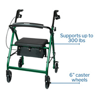 McKesson 146-R726GR-McKesson Folding Aluminum Four-Wheel Rollator, Green, Rollators