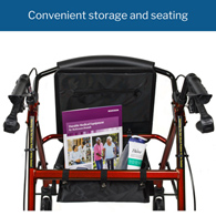 McKesson 146-R726RD-McKesson Folding Aluminum Four-Wheel Rollator, Red, Rollators