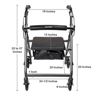 McKesson 146-R726SL-McKesson Folding Aluminum Four-Wheel Rollator, Silver, Rollators