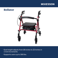 McKesson 146-RTL10261RD-McKesson Four-Wheel Rollator, Rollators