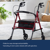 McKesson 146-RTL10261RD-McKesson Four-Wheel Rollator, Rollators